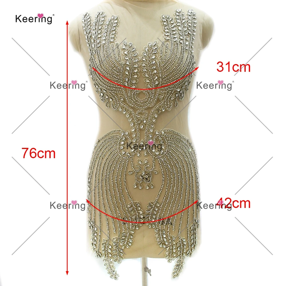 

Rhinestone Bodice Applique for Party Dress ,Sewing Accessories, Glass Beads, WDP-537