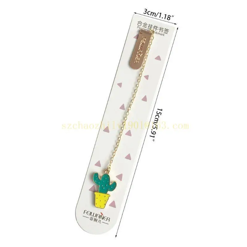 62ka Cactus закладка с цепной металлической канцелярской канцелярской одеждой для школьного офиса