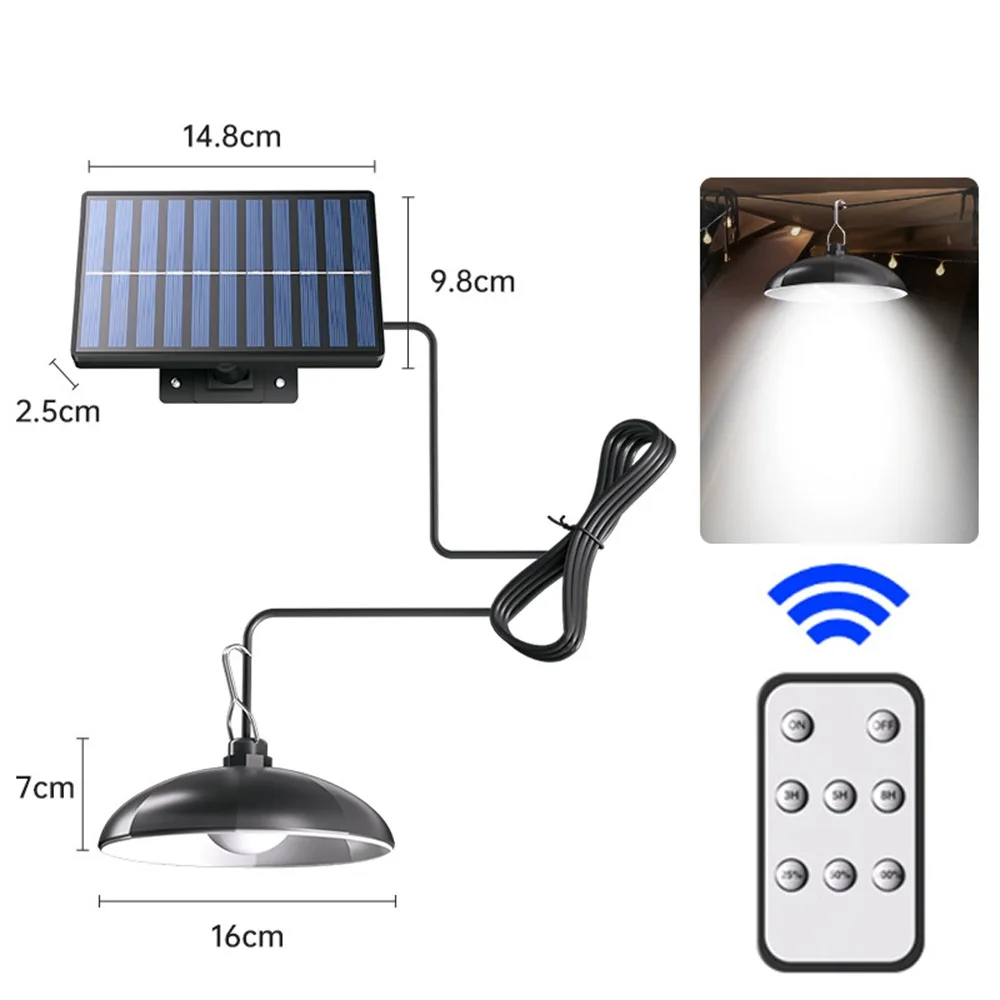 

Солнечный подвесной светильник с одной/двумя головками, на солнечной батарее, с пультом ДУ, светодиодный, для кемпинга