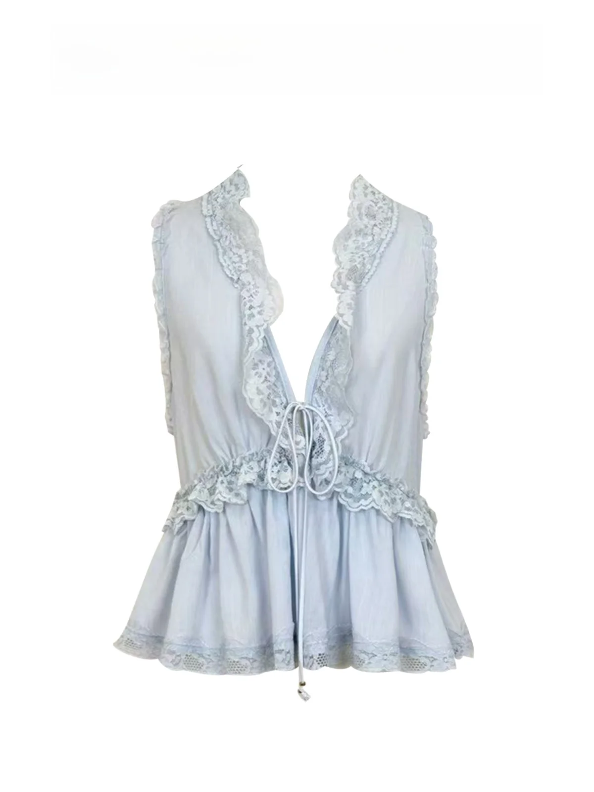 Delicate Floral Lace Hanging Neck Vest Women's Summer New Style Gentle Soft Top Heavy Embellishment Strap Vest Neck Hanging D...