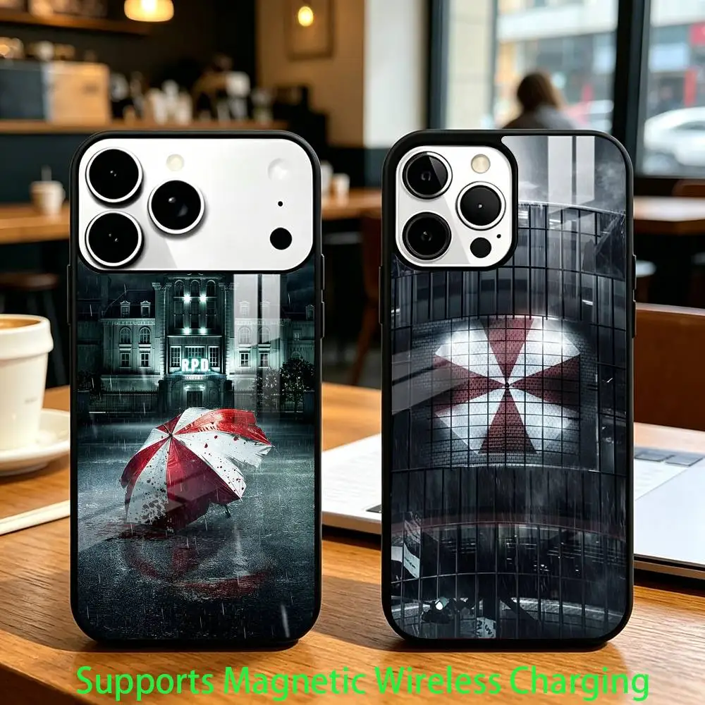

R-Resident Evil Umbrella Corporation Phone Case For iPhone17,16,15,14,13,12,11 Plus,Pro Supports Magnetic Wireless Charging