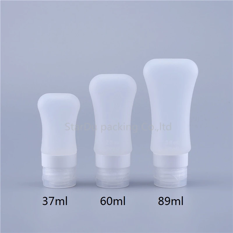 12 unids/lote 37ml 60ml 89ml botella vacía de silicona para embalaje de viaje botella de prensa para loción champú contenedor botella de tarro de viaje al aire libre