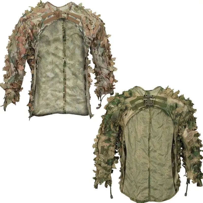 Adult 3D Leaves Bionic Camouflage Hunting Ghillie Suit Durable CS Shooting Suit Breathable Tacticals Military Combat Clothes Set