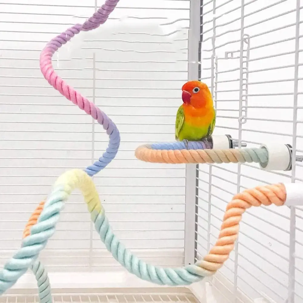 Colored Cotton Parrot Pole Easy To Install Hanging Clip Parrot Standing Woven Rope Paw Grinding For Birdcage Accessories