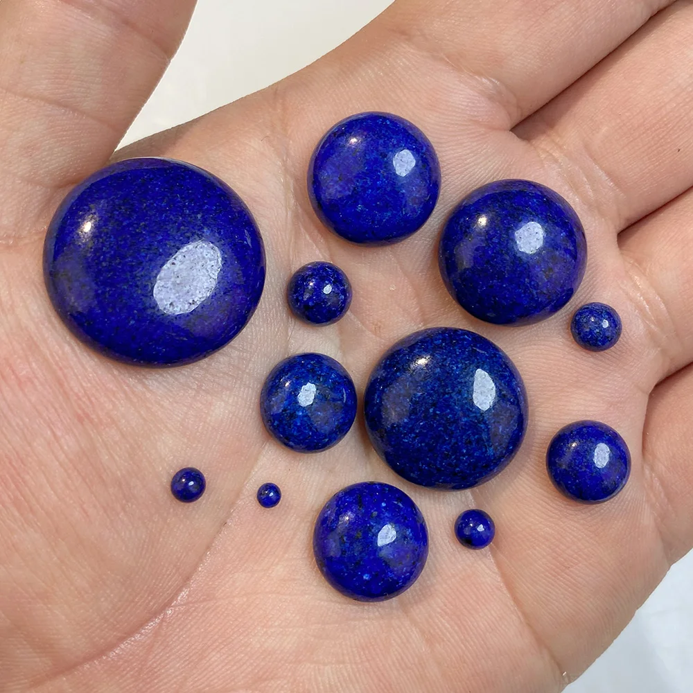 10pcs/Pack Blue Chalcedony Stone Cabochon Beads 3/4/5/6/8/10/12/14/16/18/20/25mm Round Flat Back Cabochon For Diy Ring Jewelry