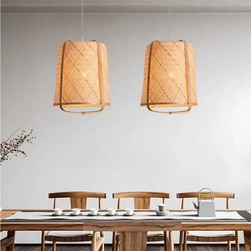 

GHJUYIOL Chinese style new Chinese style tea room pendant lamp Japanese style bamboo art bamboo woven lantern pendant lamp