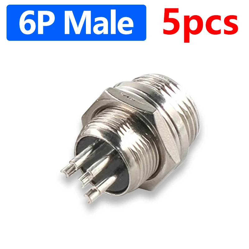 5Pcs GX12 Luftfahrt Stecker Steckdose 2/3/4/5/6/7 Pin Männlich Weiblich Panel Mount 12mm Rund Metall Draht Adapter Mutter Typ