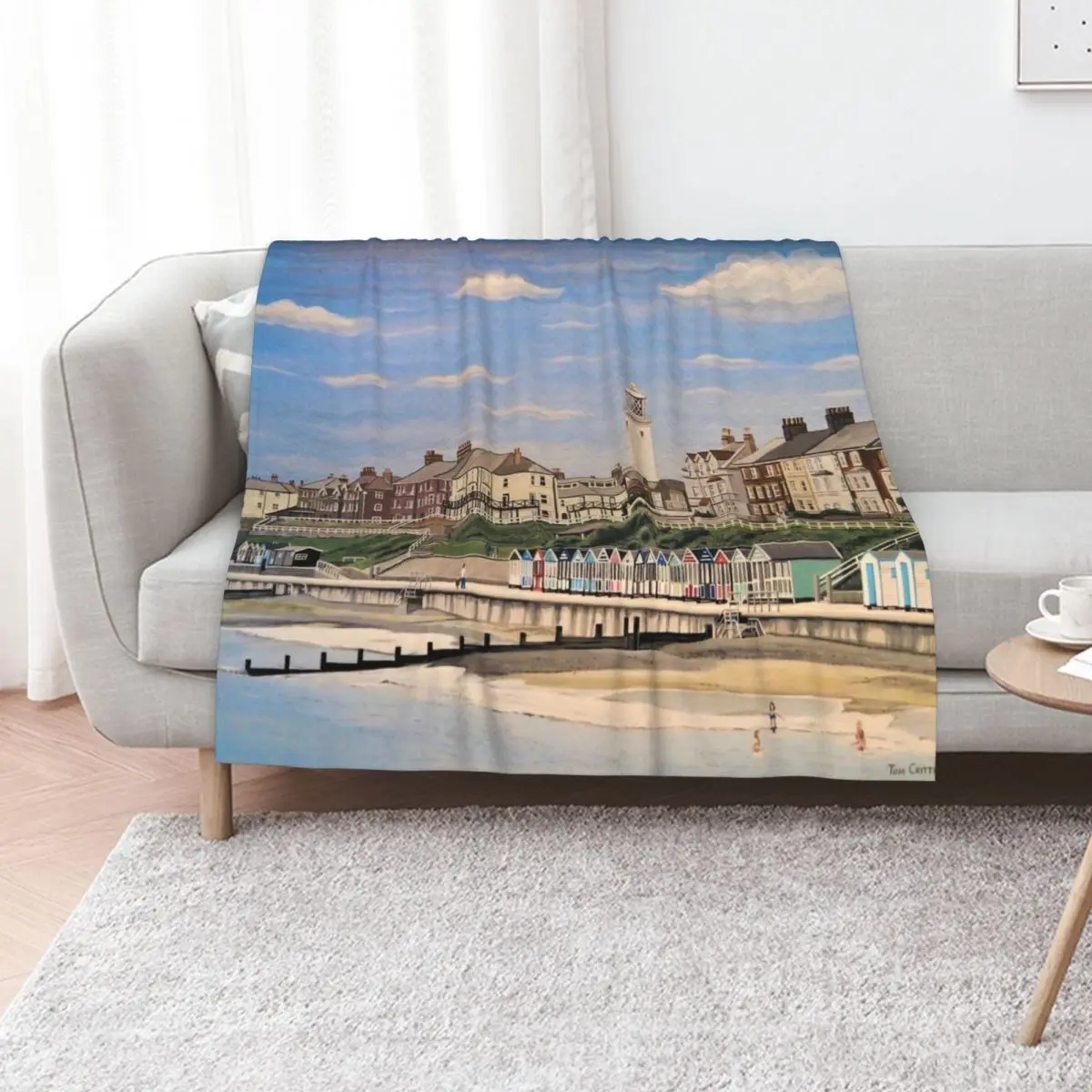 

Southwold Seafront Painting Throw Blanket Bed covers Retros Polar bed plaid Blankets