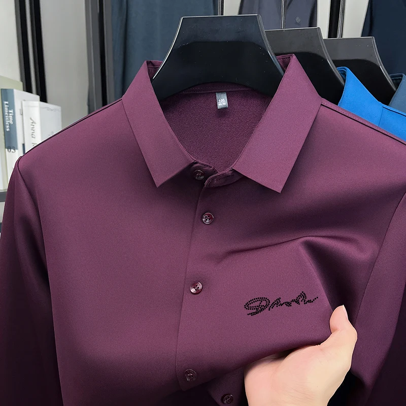 Лидер продаж, мужская рубашка с длинными рукавами, флисовая подкладка, утолщенные пуговицы с лацканами, бесшовный принт, новые зимние топы для отдыха в британском стиле