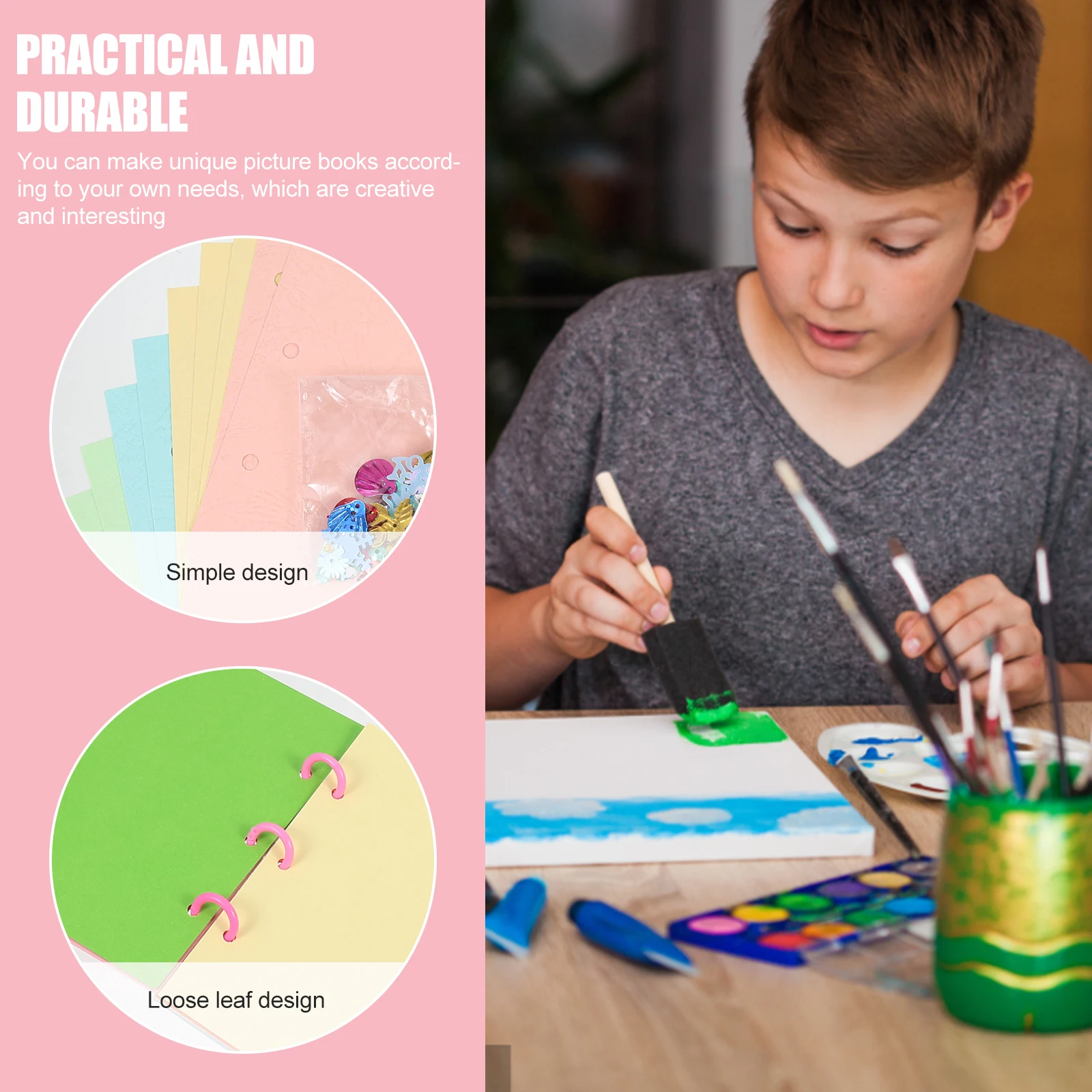 

3 Sets Diy Hand Painted Book Making Material Kit Thick Blank Paper For Sketch Doodle Mandala Coloring Loose Leaf Notebook Craft