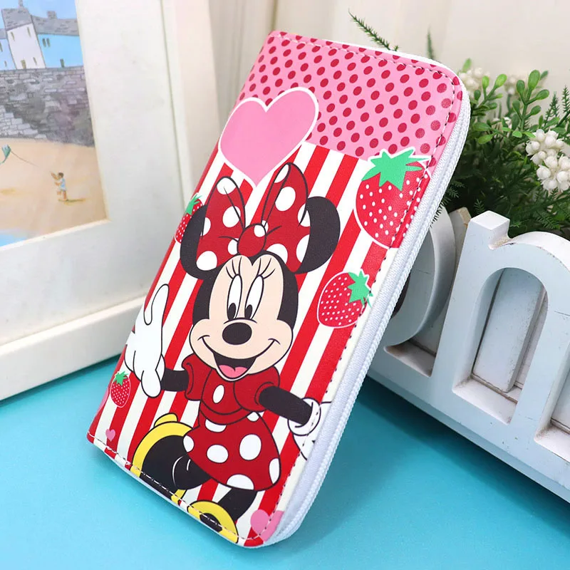 Disney Mickey Mouse Unisex Long Wallet Cartoon Multifunction Wallet Zipper Coin Purse Female Card Holder Clutch