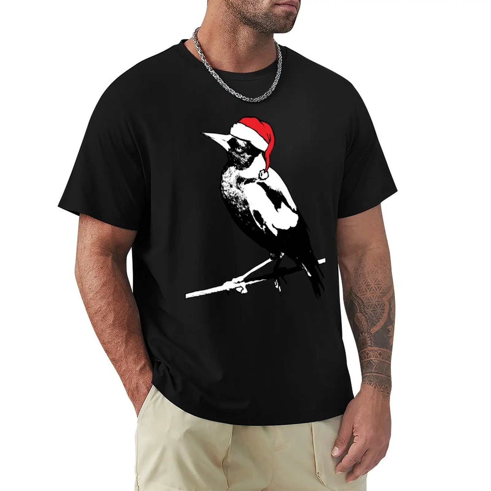 Australian Magpie Aussie Christmas T-Shirt Active Wear Sports T-Shirt for Men