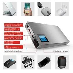 5V/9V/12V/15V/16V/19V/19.5V/20V/24V Li 120ah PD Type-C Fast Charge USB Battery for Laptop Cellphone Power Source