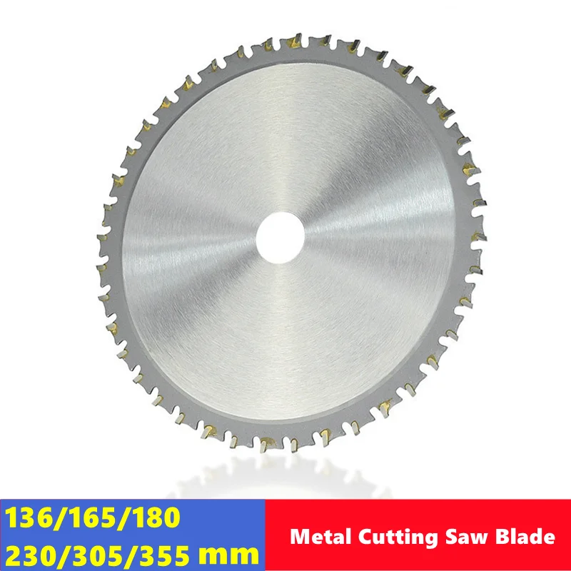 1pc Metal cutting blade disc 136/165/180/230/305/355mm carbide circular saw blade 30T-80T for steel circular metal cutting blade