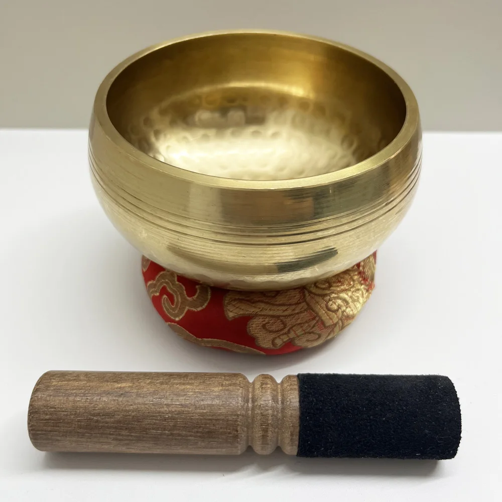 Bol chantant tibétain en laiton fait main, instrument de méditation sanskrit pour la guérison sonore, le soulagement du stress et la pleine conscience bouddhiste