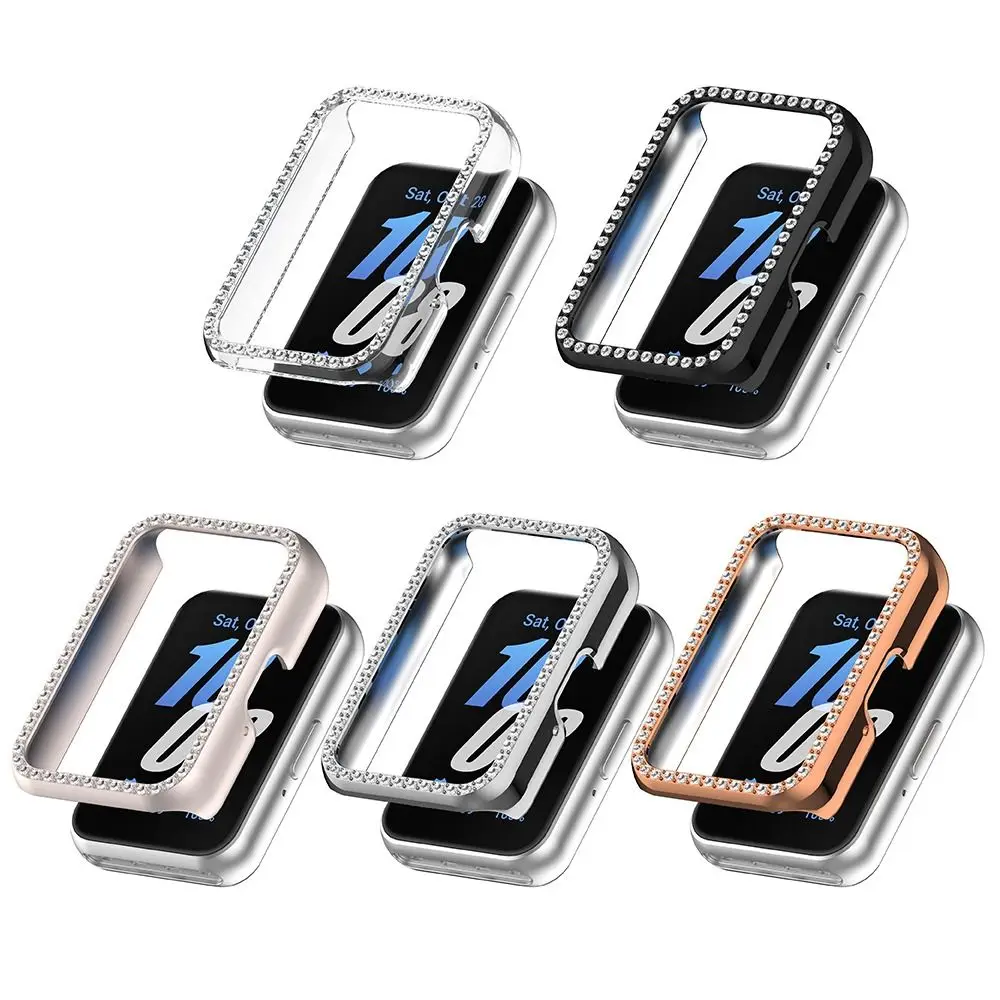 

Защитный чехол для ПК Bling Samrt Watch, инкрустированный бриллиантами, аксессуары, хрустальный бампер, защитная пленка для экрана для Galaxy Fit3