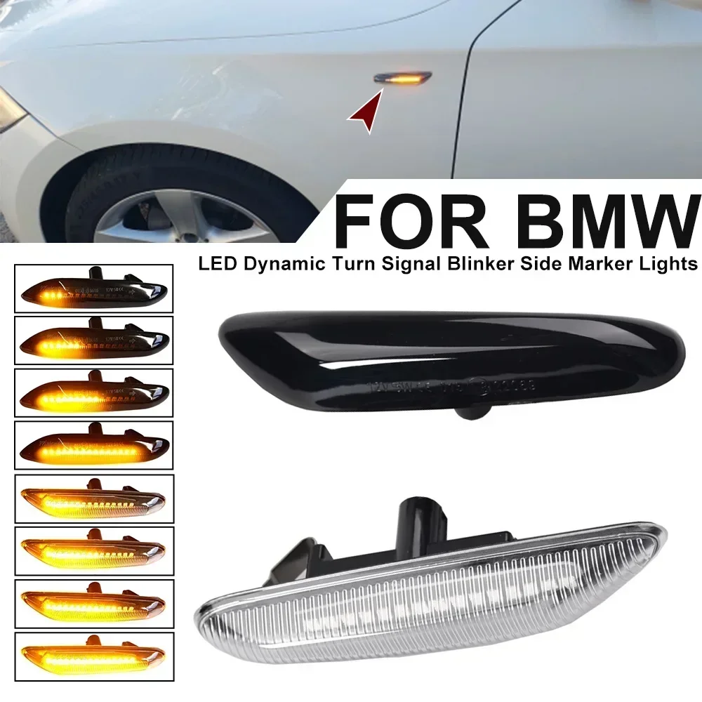 1Pair Dynamic Flowing LED Turn Signal Side Marker Light Blinker For BMW E46 E60 E61 E90 E91 E81 E87 E82 E88 E83 E84 E92 E93 X3