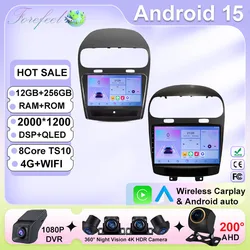 Android 15 For Dodge Journey JC 2011 - 2020 Car Radio Multimedia Video Player Navigation stereo GPS  Stereo Audio 2din 5G WIFI