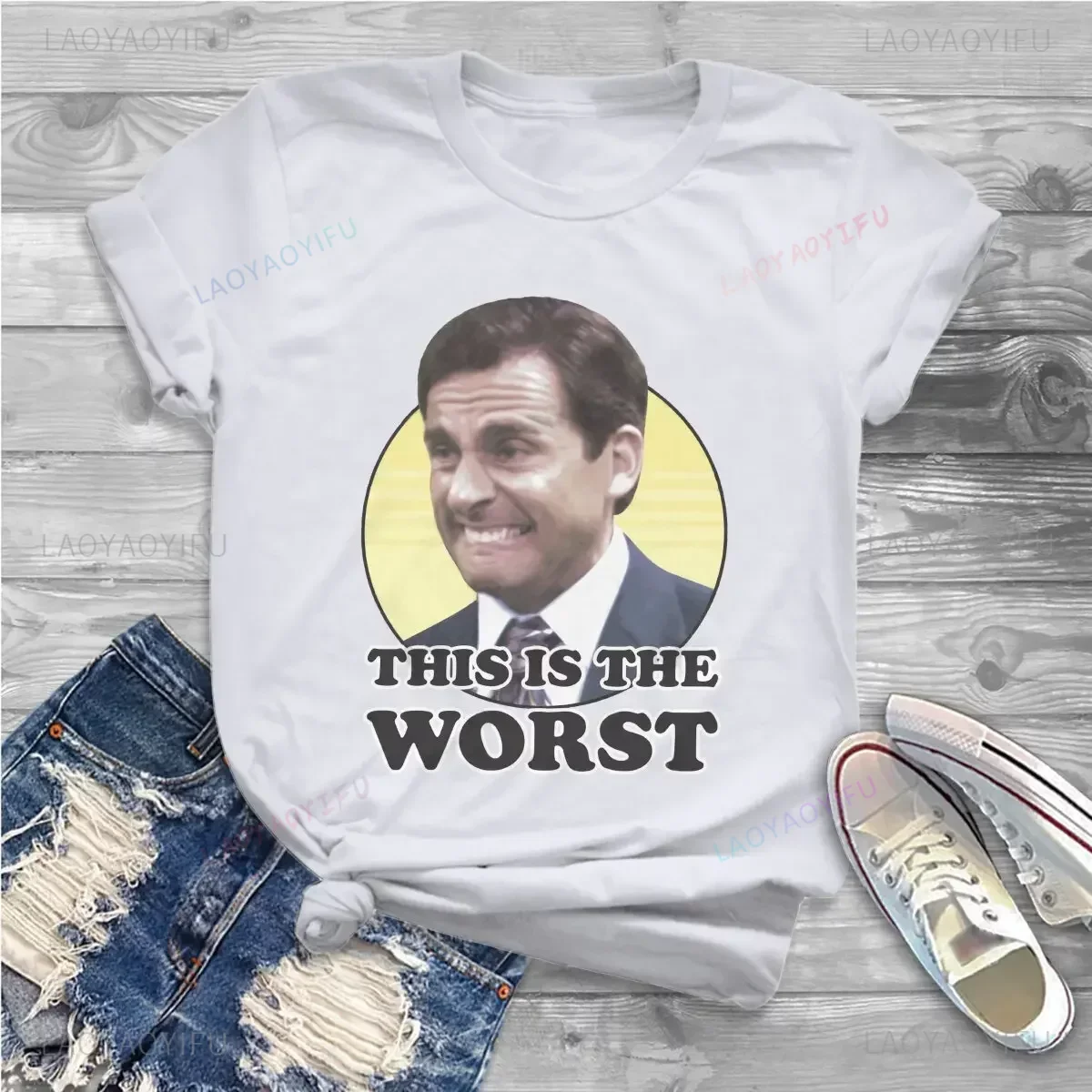 Humor This Is The Worst Woman Shirts The Office Michael Scott TV Loose Vintage Men Clothing Harajuku Cotton Graphic T Shirts