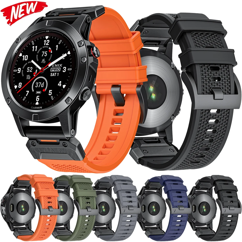 

QuickFit 22mm 26mm Rubber+Metal Strap for Garmin Fenix 8 7 7X 6X 6 Pro 5 5X Plus Epix Gen2 Enduro 2 for Fenix 8 51mm 47mm Strap