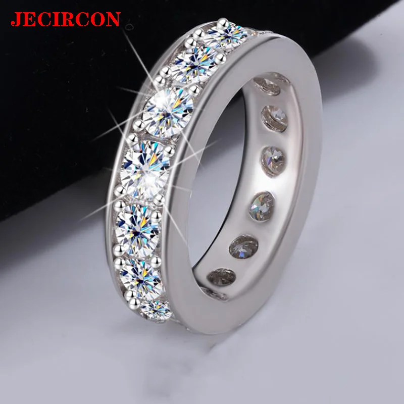 

Кольцо JECIRCON из стерлингового серебра S925 с полным муассанитом, камень 4 мм, роскошное обручальное кольцо со сверкающими бриллиантами для мужчин и женщин