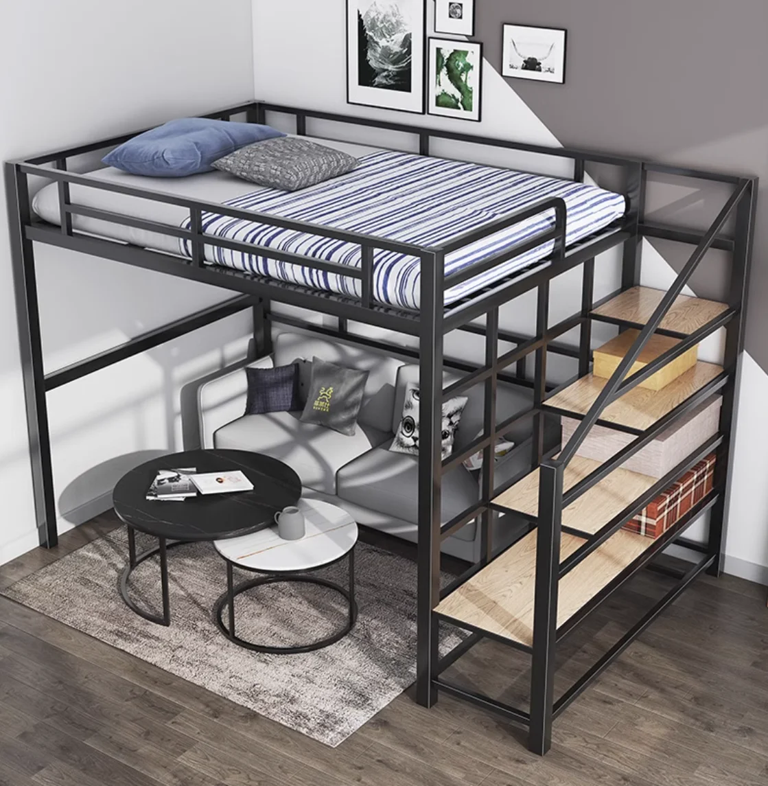 Loft wrought iron loft bed