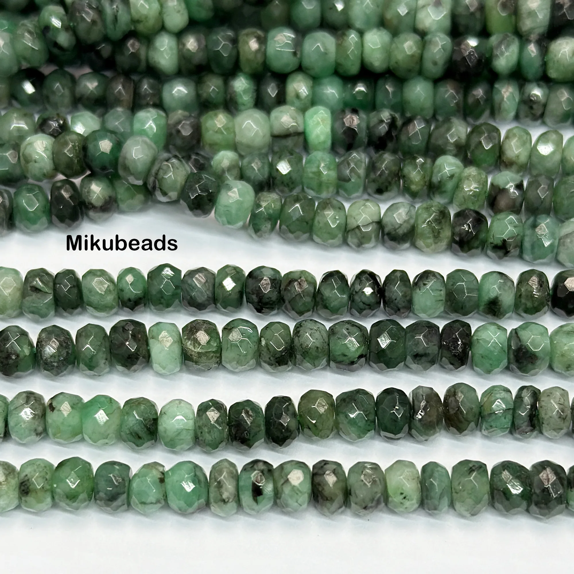 Wholesale Natural Rare Emerald Beads Width 4.8-6mm AA Faceted Rondelle Loose Beads For Jewelry Making DIY Bracelets Necklace