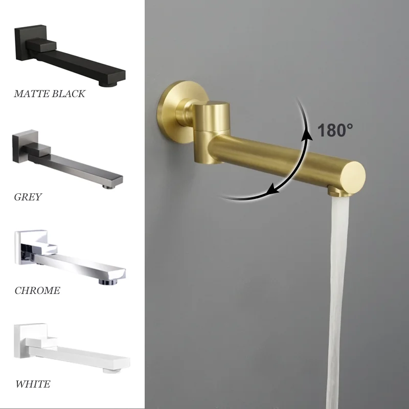 

Chrome Brass Bath Tub Shower Bath Faucet Spout Brushed Gold Filler Grey Wall Outlet Black Swivel Spout Replacement Fillers White