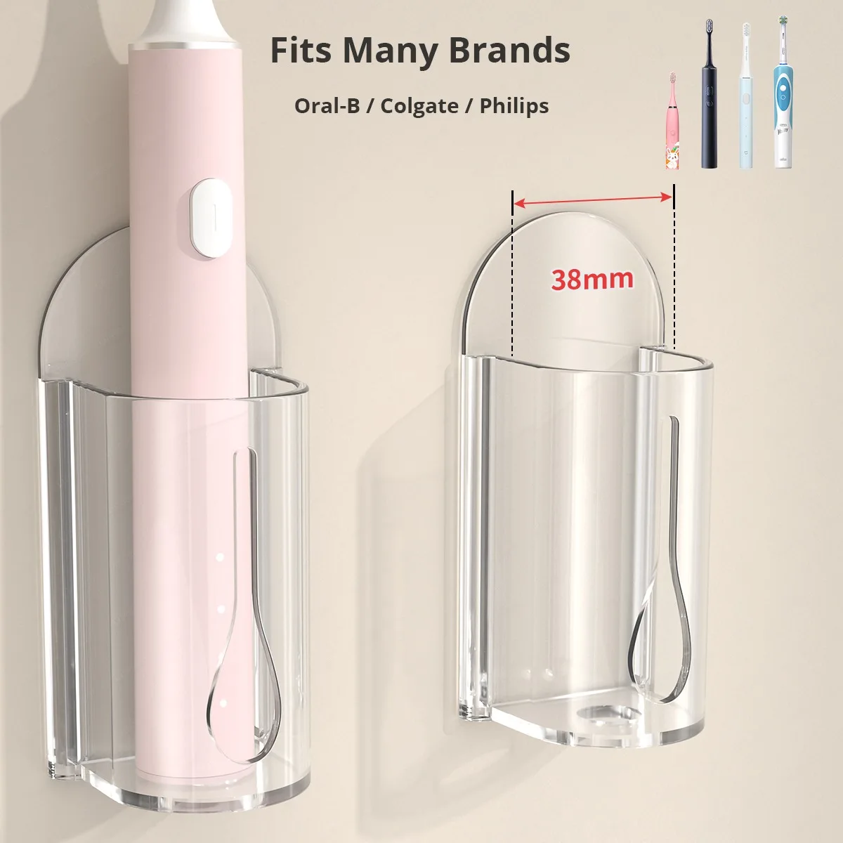 Electric Toothbrush Holder Plastic Clear Bracket for Philips Oral-B Colgate Bathroom Wall Mounted Rack Toothbrush Organizer