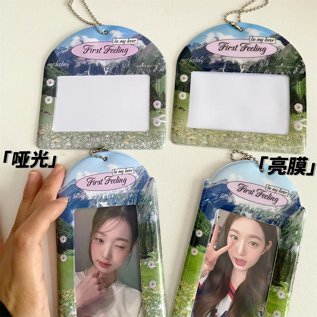 Ins Scenery Series 3inch Card Holder Kpop Photocard Holder Photo Card Holder Bag Pendant School Stationery