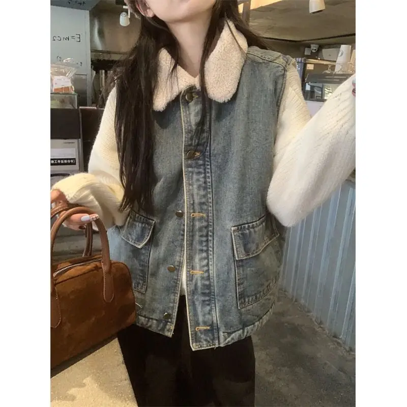 

Vests Waistcoats Thin Womens Girls Winter Plush Flocking Fleece-Lined Padding Voluminous Warmth Cozy Homewear Thickened Outdoors