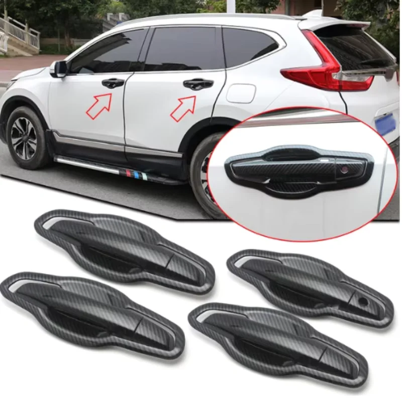

Car ABS Carbon Fiber Style Exterior Door Handle Covers Trims For Honda CR-V 2017-2022 Auto Accessories
