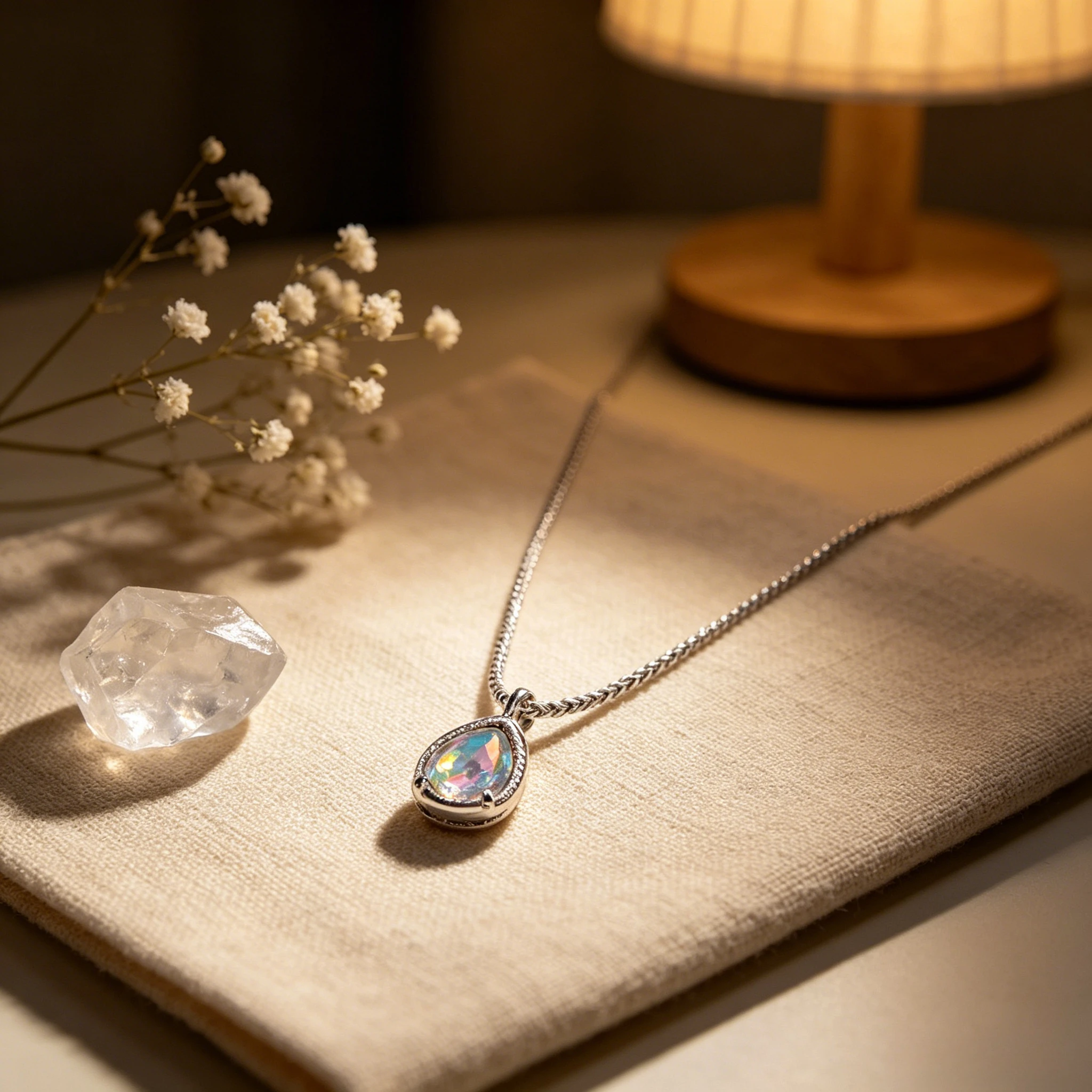 Dainty Teardrop Iridescent Zircon Silver Pendant Necklace for Women, Tiny Rainbow Pear Crystal Box Chain Choker, Minimalist Delicate Daily Jewelry, Romantic Birthday Anniversary Gift for Teen Girls