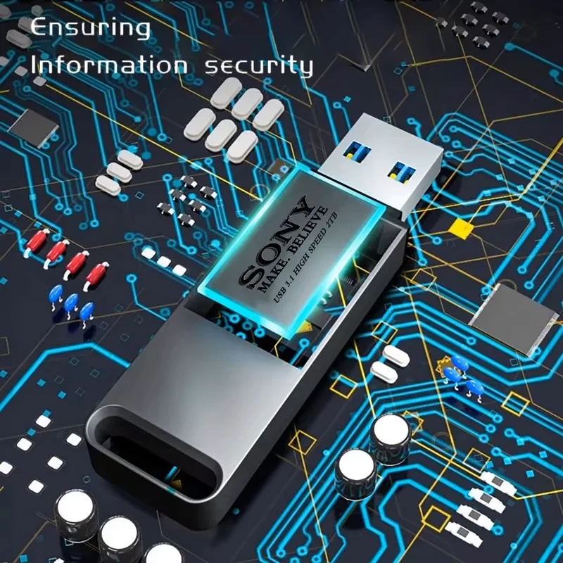 2TB 소니 USB 펜드라이브 고속 타입 C 플래시 드라이브 1TB 메탈 펜드라이브 512GB 256GB 휴대용 메모리 USB 스틱 (샤오미 폰용) - 썸네일 3