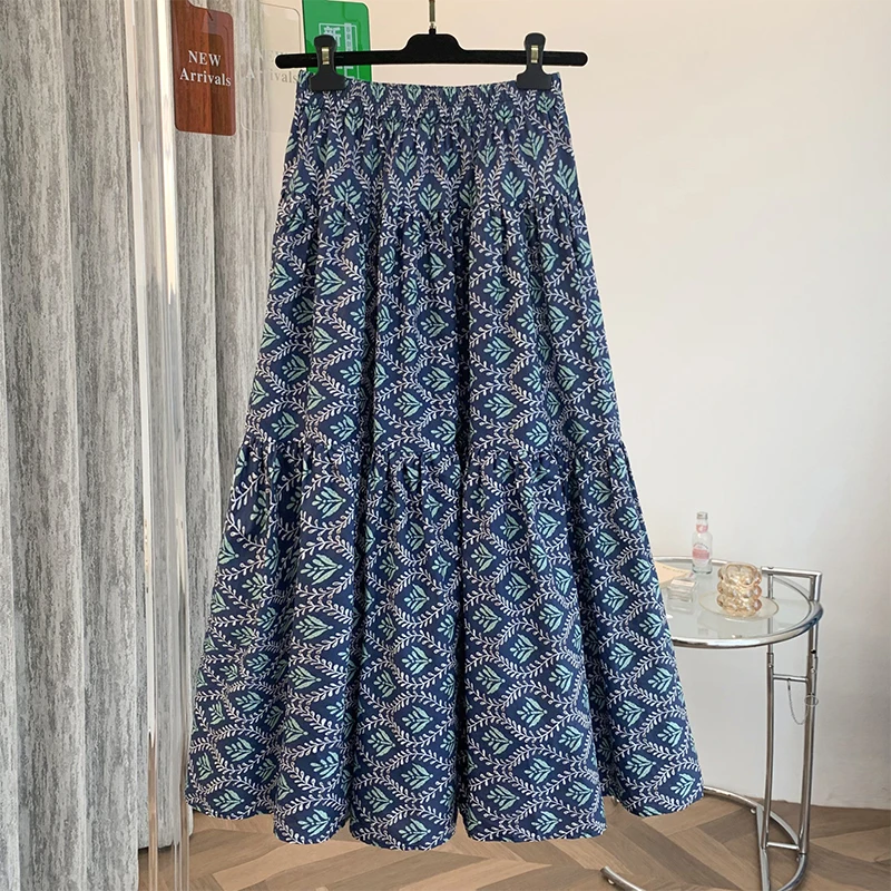 Ele-falda acampanada con estampado Floral Vintage para mujer, falda hasta la rodilla de verano, corte en A, informal, mezcla de poliéster