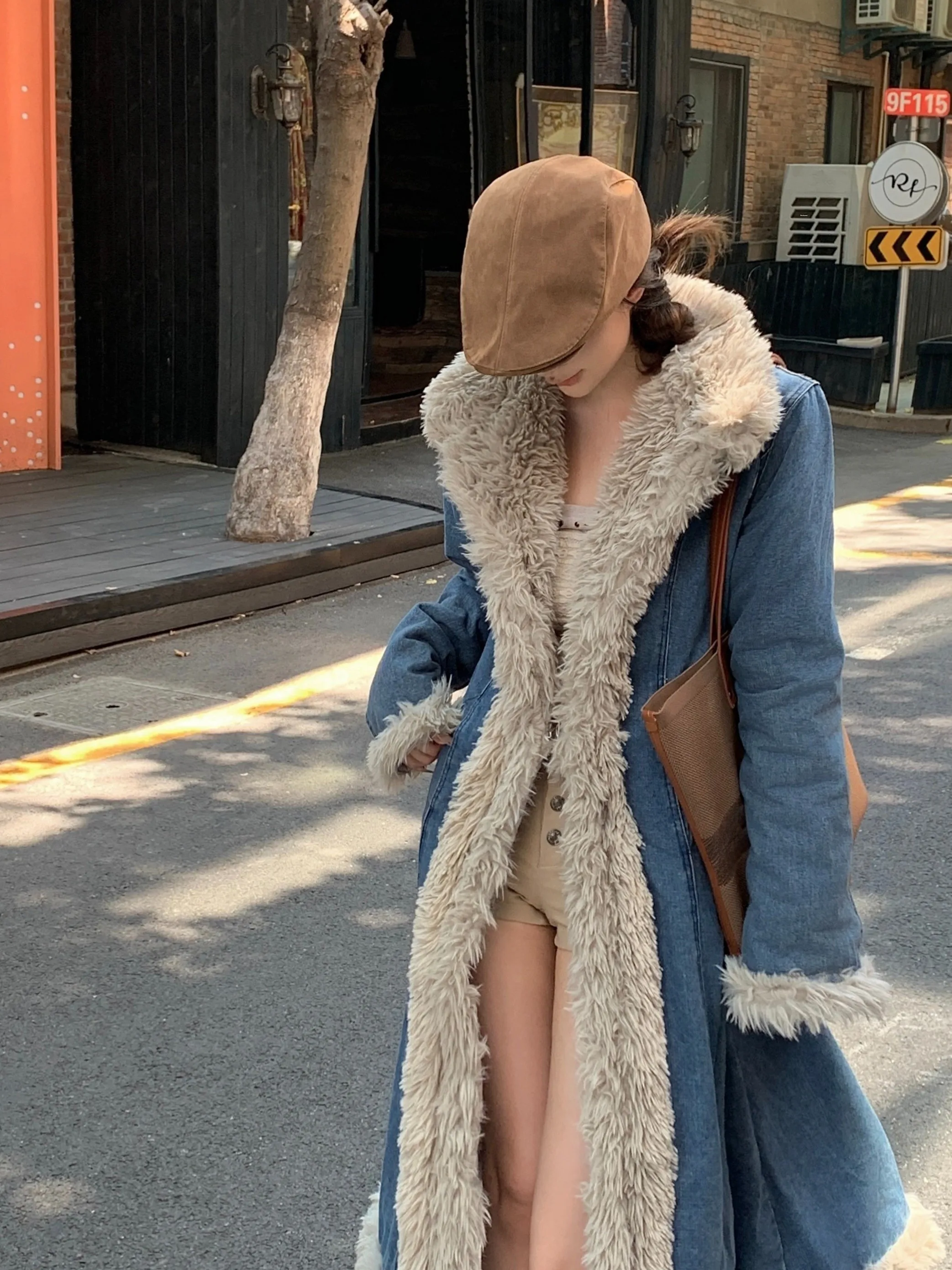 

Unique Design Cotton Thiened Long Denim Jaet Women's Faionable Sli High-End Feel Autumn Winter ular Outerwear