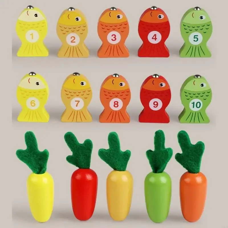 Educatief houten activiteitenspeelgoed voor kinderen Wortel oogsten Magnetisch visspel Speelgoed ontwikkelt hand- en 15UB