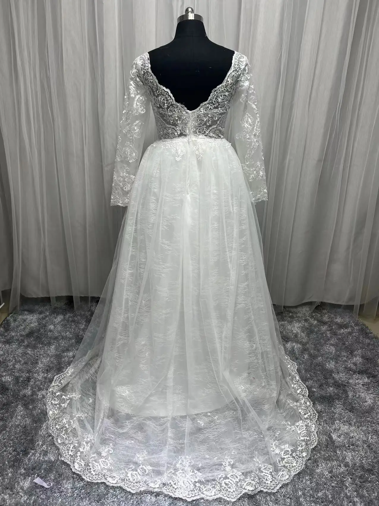 Foto Asli Renda Appliques Pernikahan Gaun Lengan Panjang Vestidos De Novia 2022 Putih Custom Made V Leher Boho Pengantin Gaun Plus Ukuran