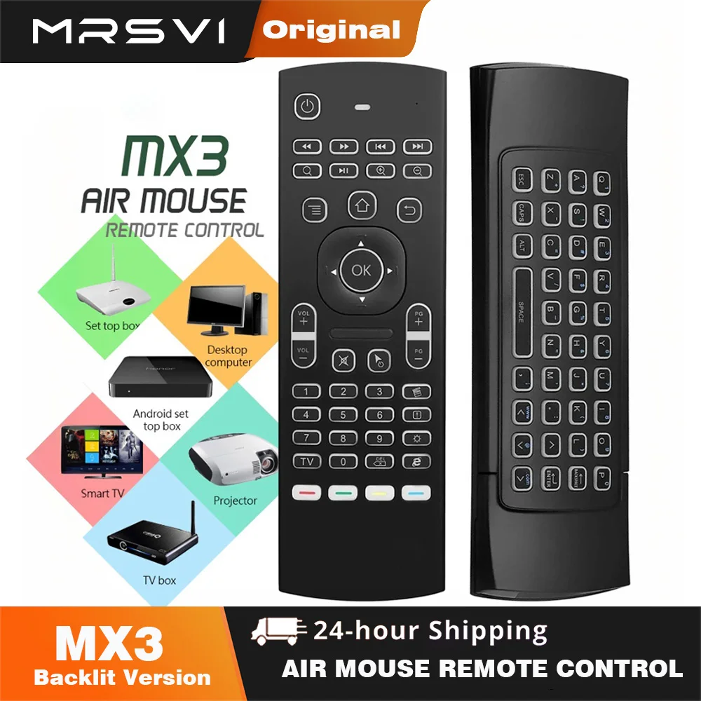 MRSVI Air Mouse Remote Control MX3 with Voice Backlit 2.4G RF Wireless Keyboard For Android TV Box X96 Mini H96 MAX for Smart TV