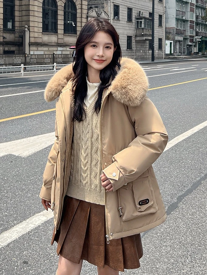Winter New Short Thick Pie To Overcome Women's Winter Clothing with Cashmere Rabbit Hair Slimming Cotton-padded Jacket