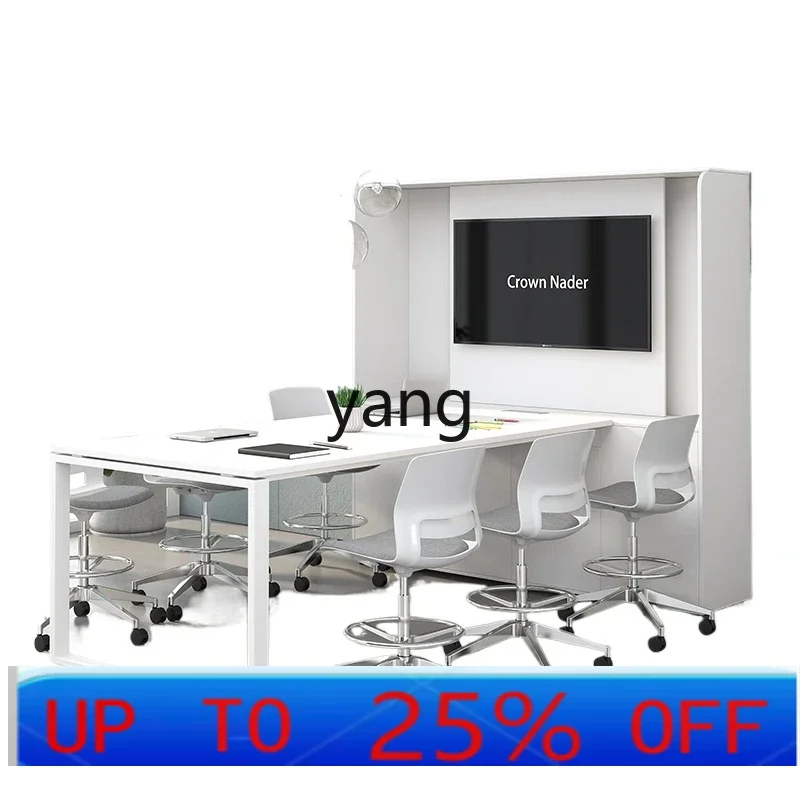 LMMsimple modern white long table training meeting TV conference room table and chair combination