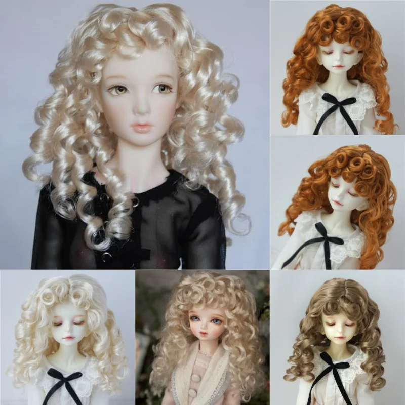 

JD031 7-8" 8-9" 9-10" 10-11" Long Curly Moon Girls Synthetic Mohair BJD Wigs 1/4 1/3 MSD SD DOD Blythes QBaby Doll Accessories