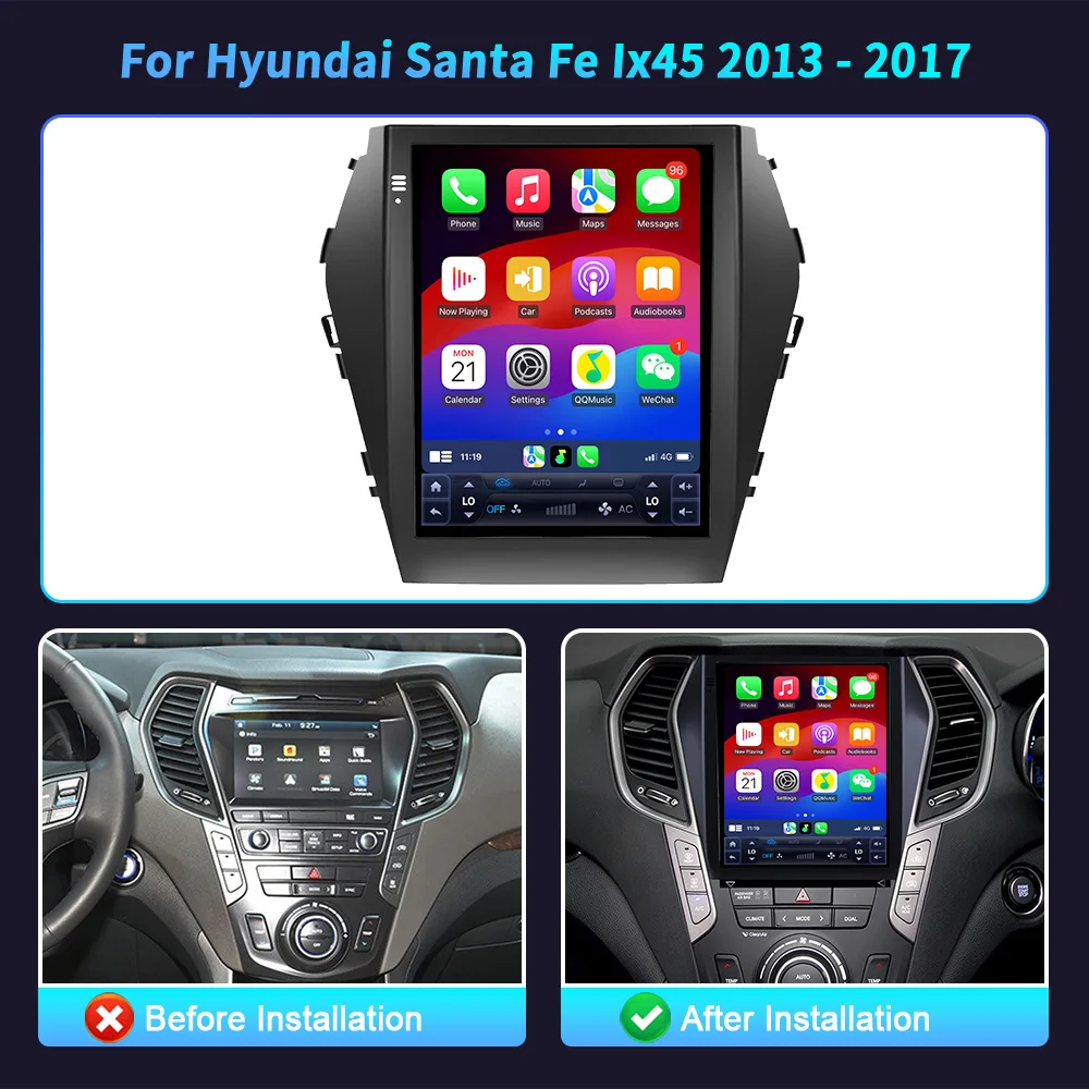 9.7 بوصة لشركة هيونداي سانتا في Ix45 2013 - 2017 أندرويد راديو تلقائي راديو السيارة Carplay الوسائط المتعددة الملاحة شاشة QLED #2