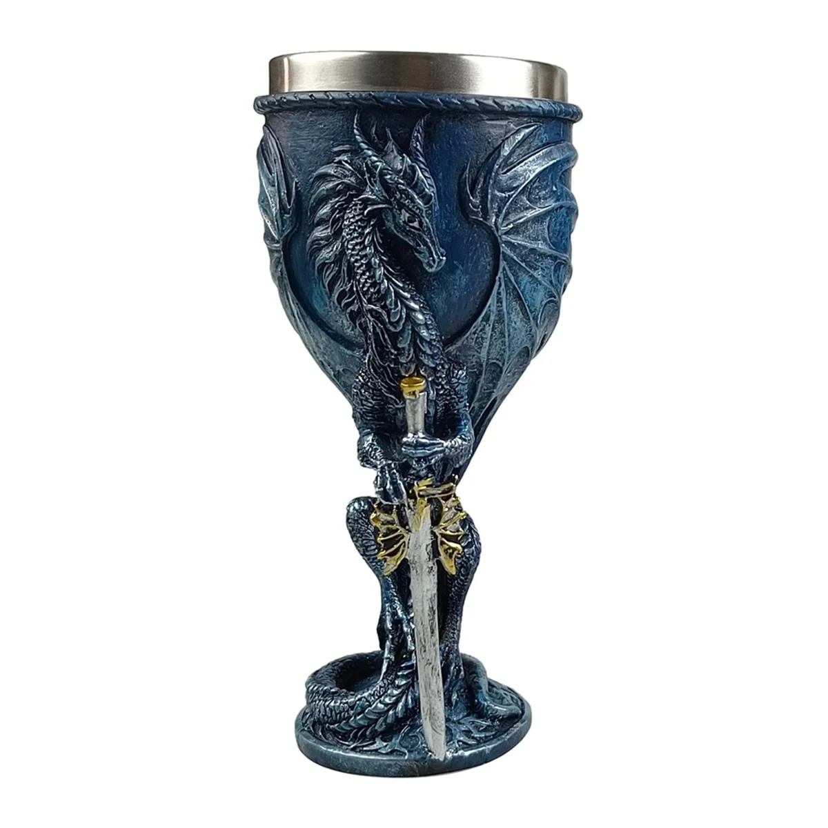 

JAS-Blue Dragon Goblet Dungeons and Dragons Gift Holy Grail Wine Goblet Flying Dragon Sword Goblet