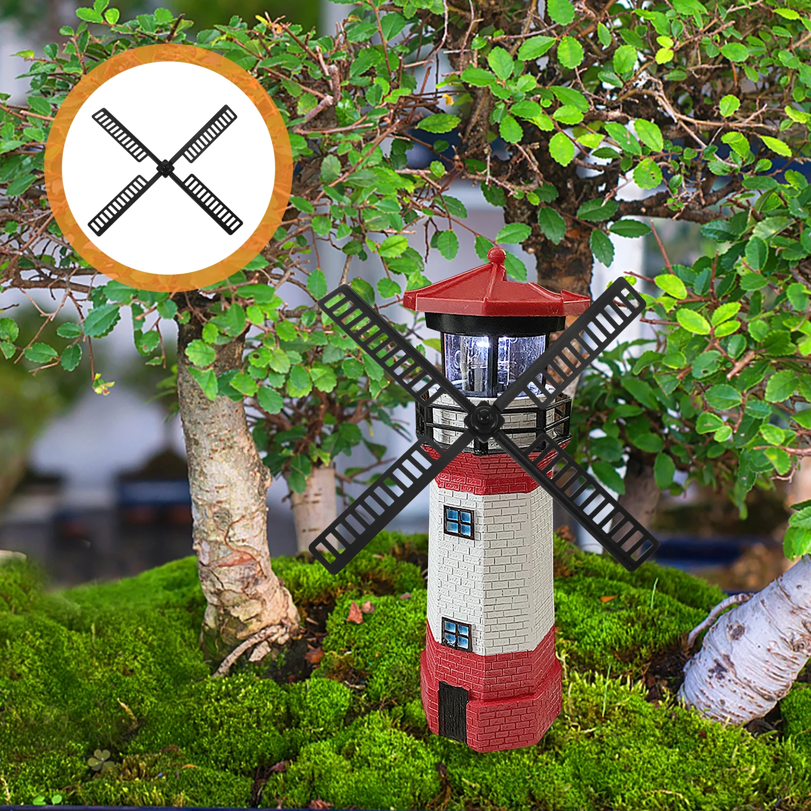 

Solar Windmill Lighthouse Part Plastic Waterproof Outdoor Garden Ornament Stable Windmill Leaf for Yard Lawn Decorative