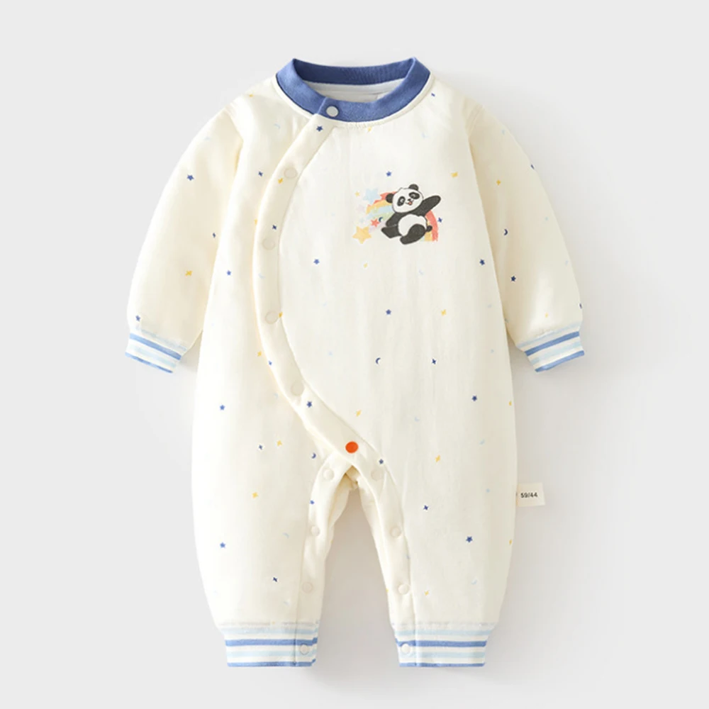 Autumn Winter Romper For Baby Girl Quilted Warm Infant Clothing Cute Animal Print Newborn Baby Boy Jumpsuits For Christmas