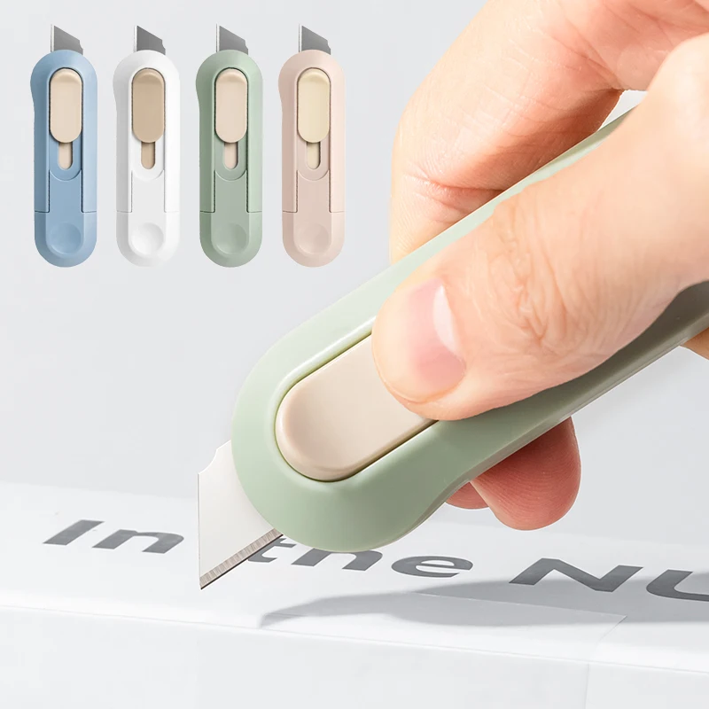 قاطع الورق الصغير المحمول عالي الجودة سكين فني فتاحة صندوق الارتداد التلقائي قاطع الجيب للوازم المنزلية المكتبية والصندوق المفتوح