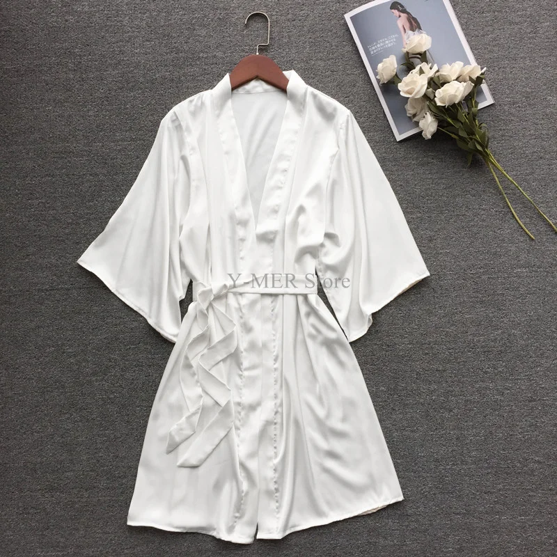 Grünes Nachthemd einfarbige Kimono Dame elegante Bademantel Satin Homewear Hochzeit Braut geschenk Nachtwäsche sexy intime Dessous