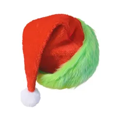 Green Fur-edged Christmas Hat For Adults Red Creative Christmas Hat Christmas Ornaments