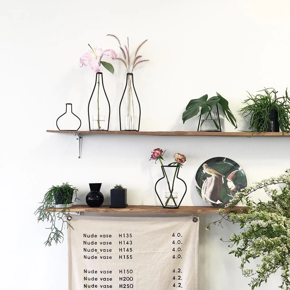 

Modern Iron Shelving For Dried Flowers Vase Garden Creative Decorations Glass Votive Candles Display Frame Plant Case
